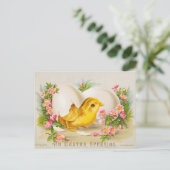 Retro Schattigee Chick Egg Bloemen Happy Easter Feestdagenkaart (Staand voorkant)