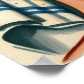 Retro Schattigee Douche Meisje Illustratie Poster (Hoek)