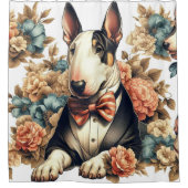 Retro Schattigee Floral Bull Terrier Douchegordijn (Voorkant)