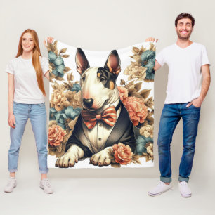 Retro Schattigee Floral Bull Terrier Fleece Deken