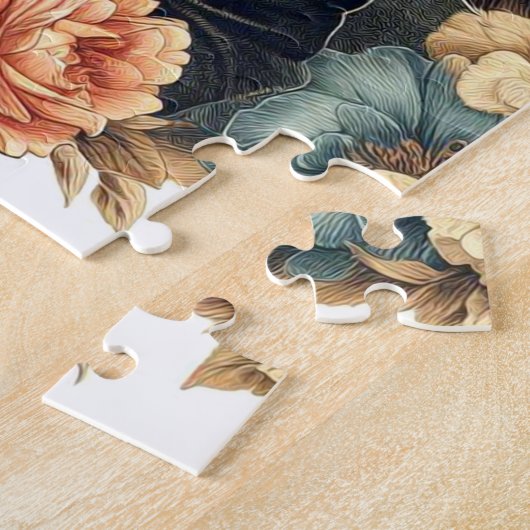 Retro Schattigee Floral Bull Terrier Legpuzzel (Zijkant)