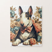 Retro Schattigee Floral Bull Terrier Legpuzzel (Verticaal)