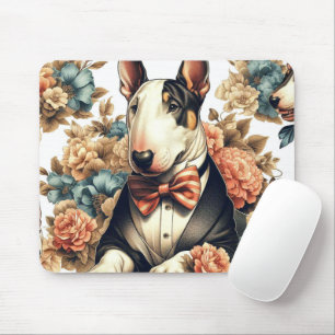 Retro Schattigee Floral Bull Terrier Muismat