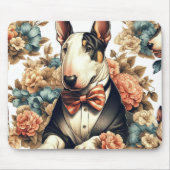 Retro Schattigee Floral Bull Terrier Muismat (Voorkant)