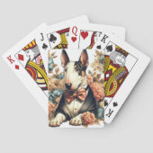 Retro Schattigee Floral Bull Terrier Pokerkaarten (Achterkant)