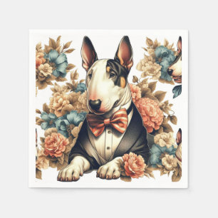 Retro Schattigee Floral Bull Terrier Servet