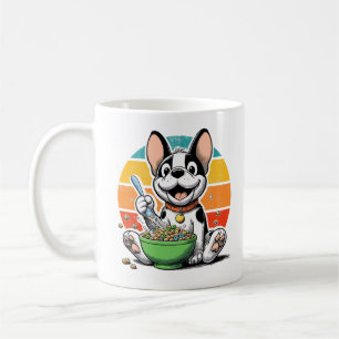 Retro Schattigee Franse bulldog eten graan voor pa Koffiemok