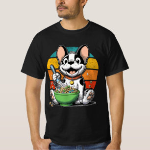 Retro Schattigee Franse bulldog eten graan voor pa T-shirt