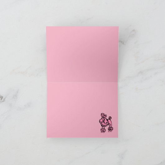 Retro Schattigee Franse roze poedel bedankkaart (Binnen)