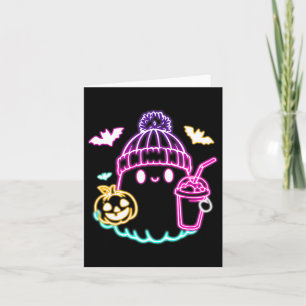 Retro Schattigee Ghost Coffee Drink Spooky Hallowe Kaart
