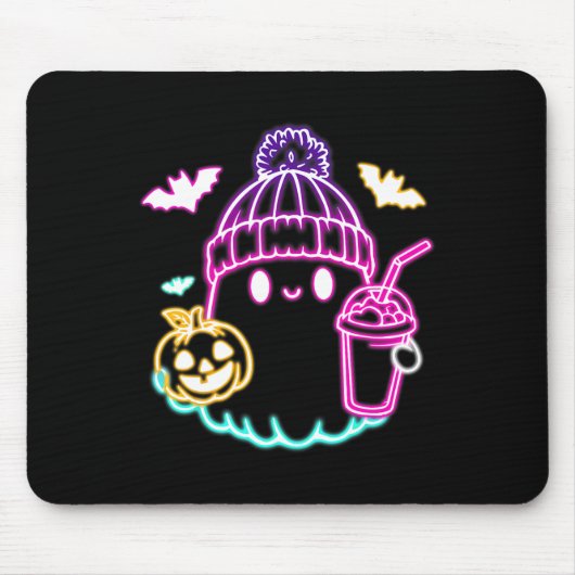 Retro Schattigee Ghost Coffee Drink Spooky Hallowe Muismat (Voorkant)