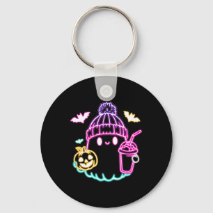 Retro Schattigee Ghost Coffee Drink Spooky Hallowe Sleutelhanger