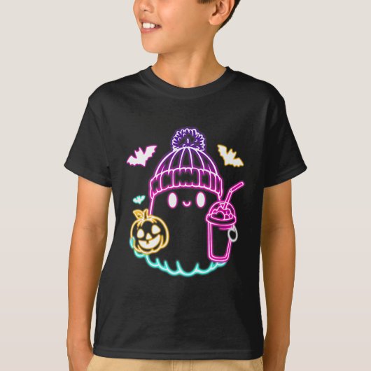 Retro Schattigee Ghost Coffee Drink Spooky Hallowe T-shirt (Voorkant)