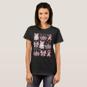 Retro Schattigee Ghost Coquette Roze Bow Borstkank T-shirt (Voorkant volledig)