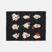 Retro Schattigee Ghost Valentijnsdag Vrouwen Manne Fleece Deken (Voorkant (Horizontaal))