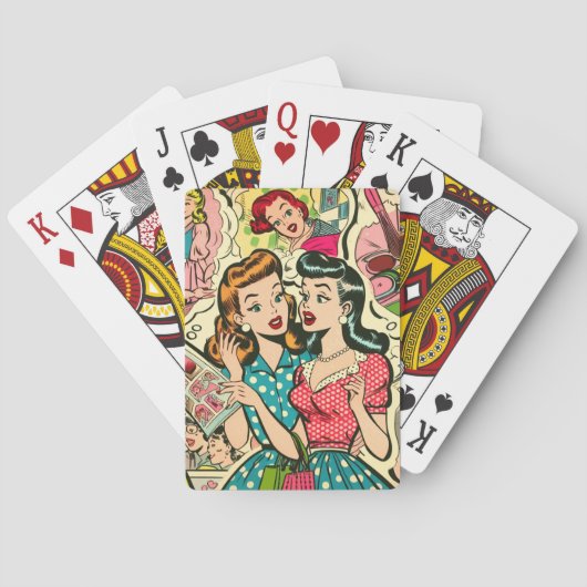 Retro Schattigee Girly Comics Pokerkaarten (Achterkant)