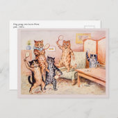 Retro Schattigee grappige katten spelen Ping Pong Briefkaart (Voorkant / Achterkant)