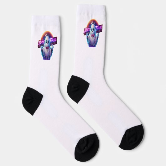 Retro Schattigee Halloween Ghost Artwork – Neon Sokken (Rechts)