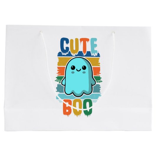 Retro Schattigee Halloween Ghost Groot Cadeauzakje (Achterkant)