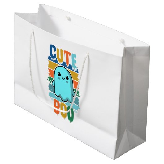 Retro  Schattigee Halloween Ghost Groot Cadeauzakje (Voorkant Gekanteld)