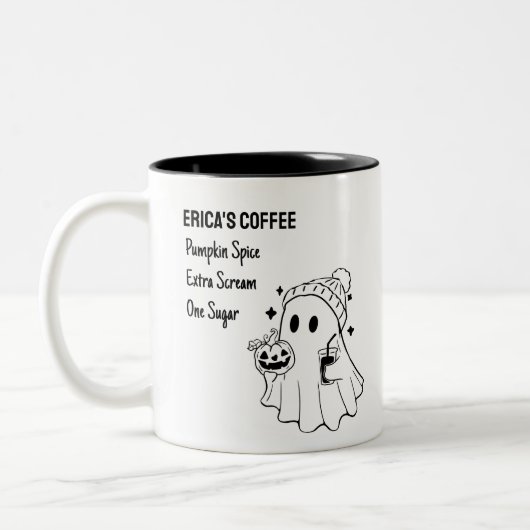 Retro Schattigee Halloween Ghost  Koffie Mok (Links)