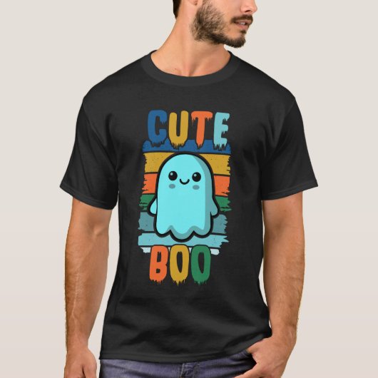 Retro  Schattigee Halloween Ghost T-shirt (Voorkant)