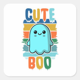 Retro  Schattigee Halloween Ghost Vierkante Sticker