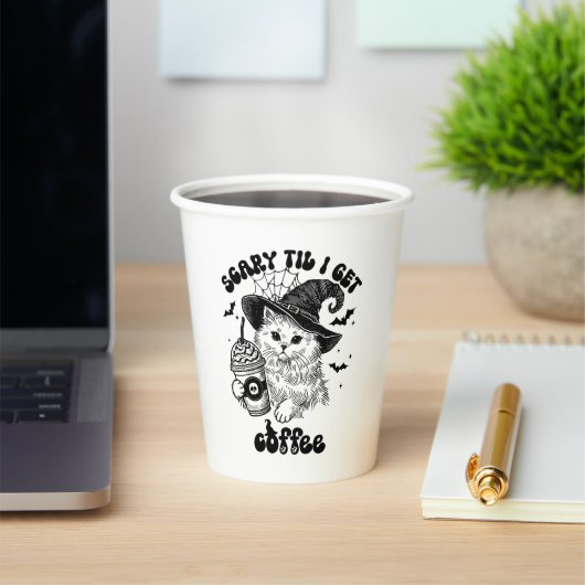 Retro Schattigee Halloween Kattenkoffie Papieren Bekers (Insitu)