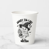 Retro Schattigee Halloween Kattenkoffie Papieren Bekers (Achterkant)