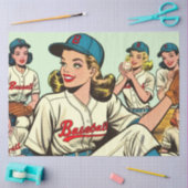 Retro Schattigee Honkbal Meisjes Comics Tissuepapier (Craft)