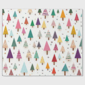 Retro Schattigee kerstbomen inpakpapier (Vlak)