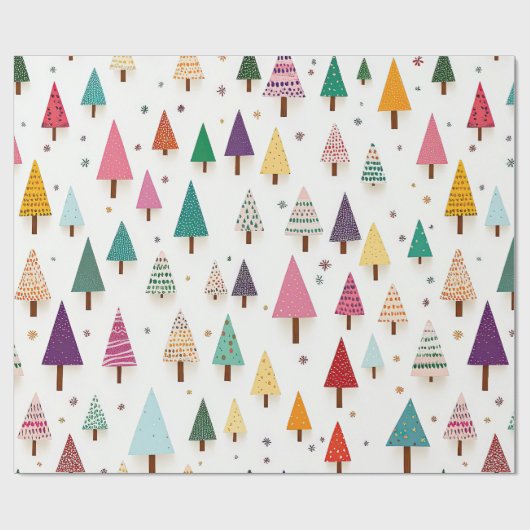 Retro Schattigee kerstbomen inpakpapier (Vlak)