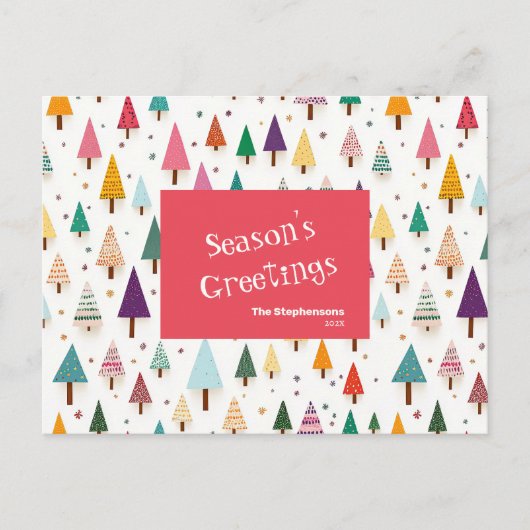 Retro Schattigee kerstbomen Post Kaart (Voorkant)