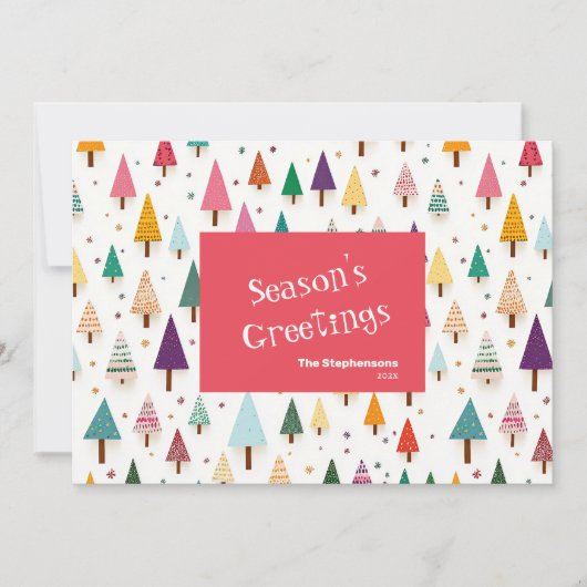 Retro Schattigee kerstbomen Vakantie Kaart (Voorkant)