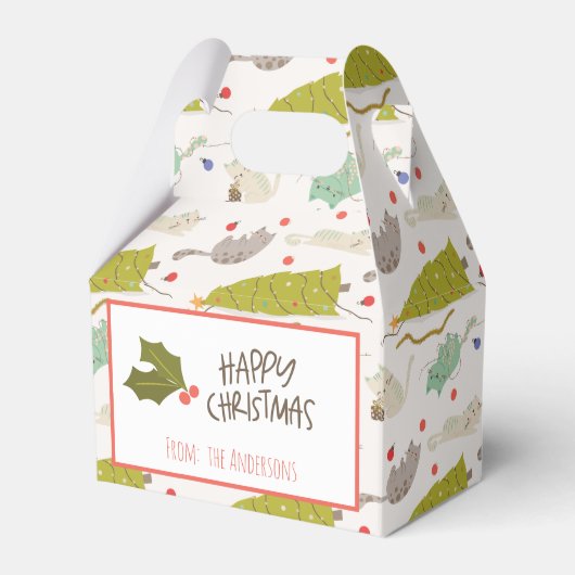 retro Schattigee kerstkatten Bedankdoosjes (Voorkant Zijde)