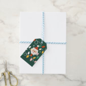 Retro Schattigee Kerstman met Fairy Lights Green Cadeaulabel (Met Touw)