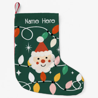 Retro Schattigee Kerstman met Fairy Lights Green Kleine Kerstsok