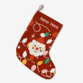 Retro Schattigee Kerstman met Fairy Lights Rood Kleine Kerstsok (Voorkant (Hangend))