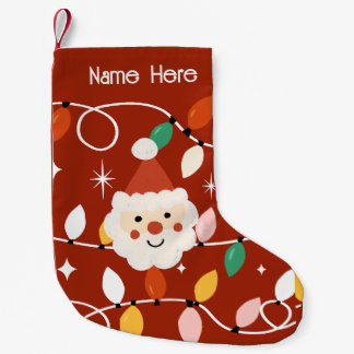 Retro Schattigee Kerstman met Fairy Lights Rood Kleine Kerstsok