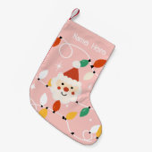 Retro Schattigee Kerstman met Fairy Lights Roze Kleine Kerstsok (Voorkant (Hangend))