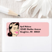 Retro Schattigee knipoog Lady Winks Etikettering l Etiket (Insitu)