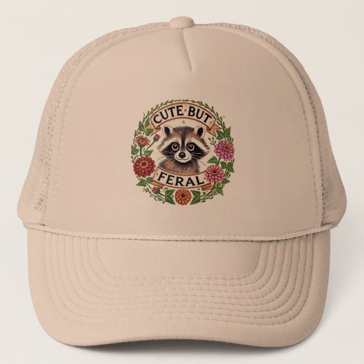 Retro Schattigee maar wilde wasbeer Trucker Pet (Voorkant)