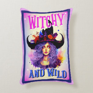 Retro Schattigee Paarse Witchy Halloween Accent Kussen