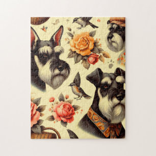 Retro Schattigee Schnauzer Illustratie Legpuzzel