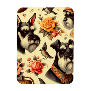 Retro Schattigee Schnauzer Illustratie Magneet