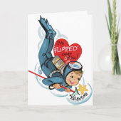 Retro Schattigee Scuba Diver Valentijnse Kaart (Voorkant)