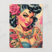 Retro Schattigee Tattooed Pin-up Briefkaart (Voorkant)