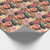 Retro Schattigee Tattooed Pin-up Cadeaupapier (Hoek)