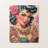 Retro Schattigee Tattooed Pin-up Legpuzzel (Verticaal)
