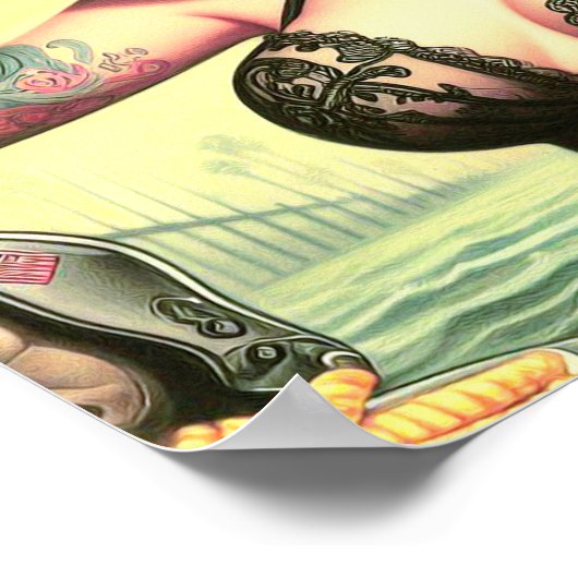 Retro Schattigee Tattooed Pin-up Poster (Hoek)